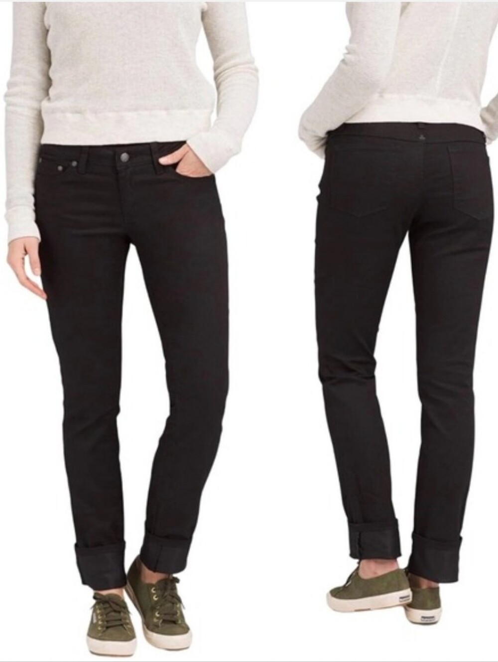 NWOT PrAna Women's Hayvin Pant Black Straight Leg Organic Cotton Casual Size 16